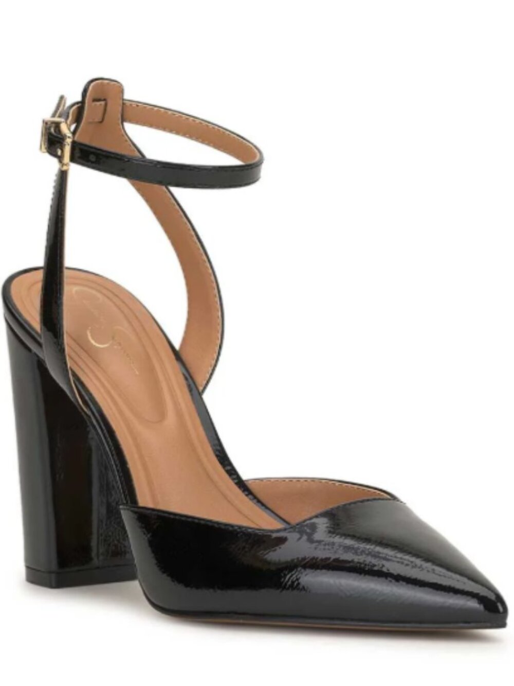 Jessica Simpson Black Pointed Toe Ankle Strap Pump